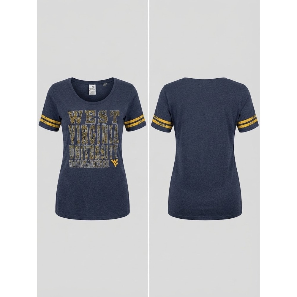 Creative Apparel Concepts T-Shirt Womens L Navy West Virginia Mountaineers NCAA